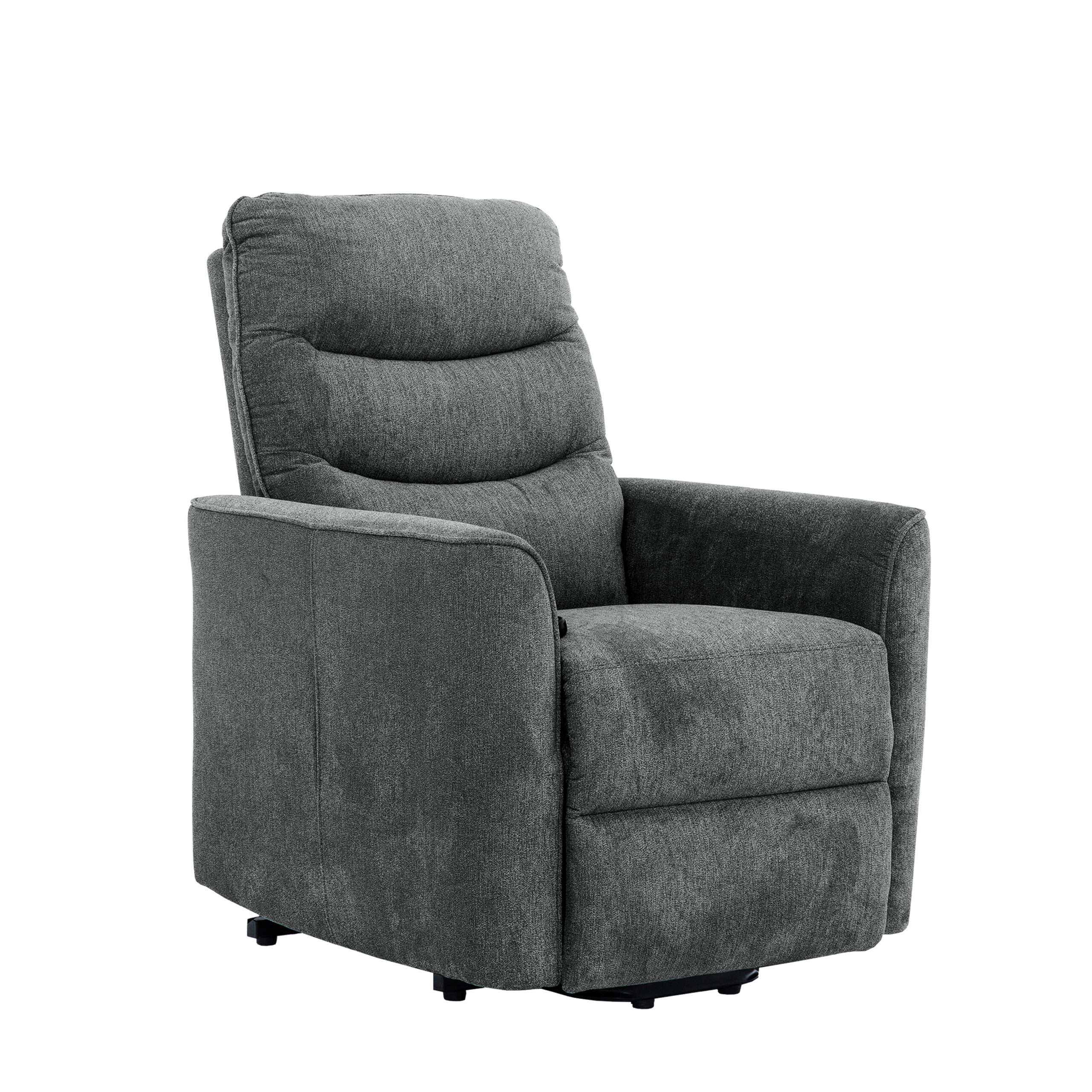 Denver LiftChair Linen DarkGrey Angle White scaled Dodd's Furniture & Mattress